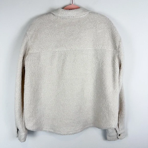 BeachLunchLounge Tory Fleece Jacket Teddy Sherpa Shacket Cream Size Large - Picture 4 of 11